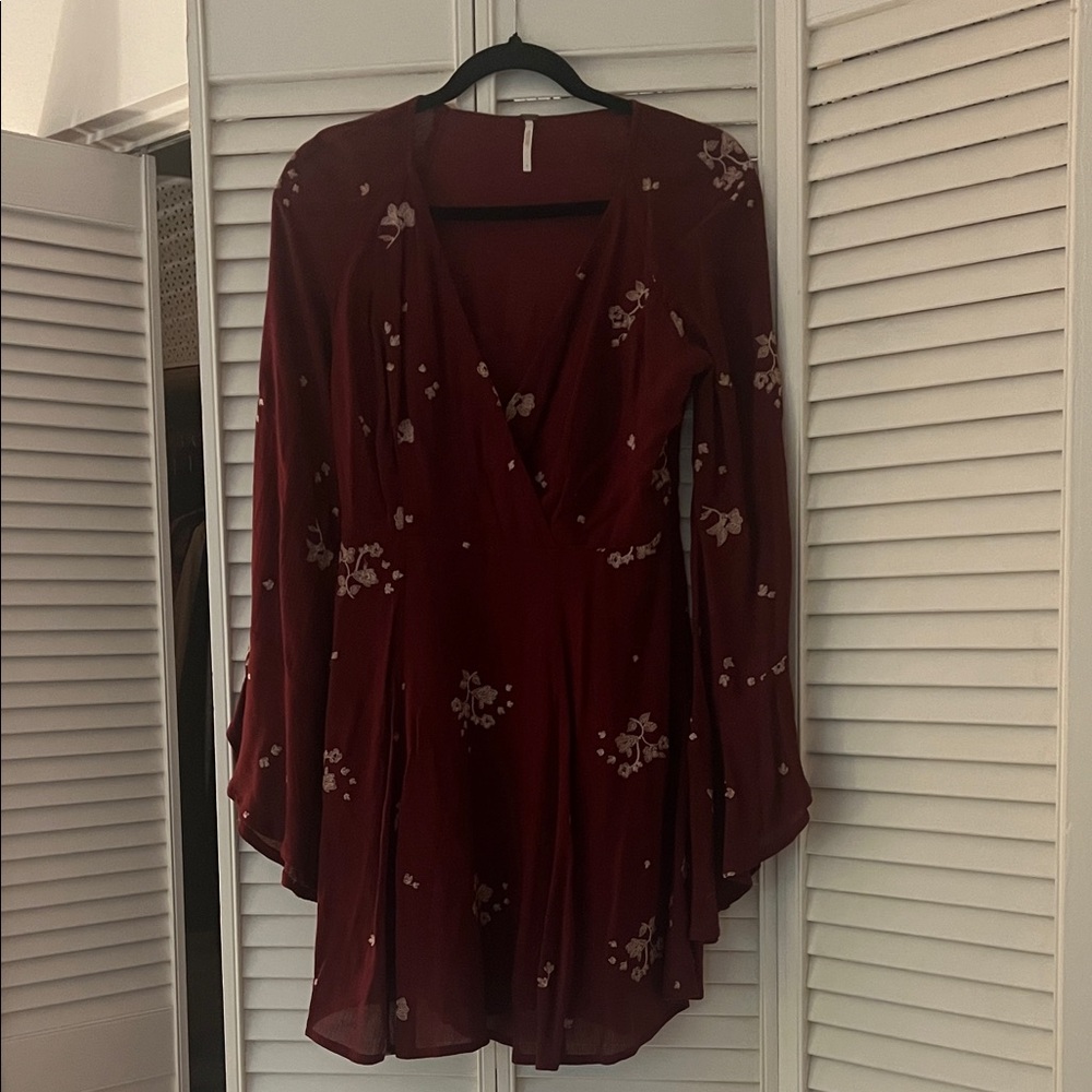 Free People Burgundy Floral Dress